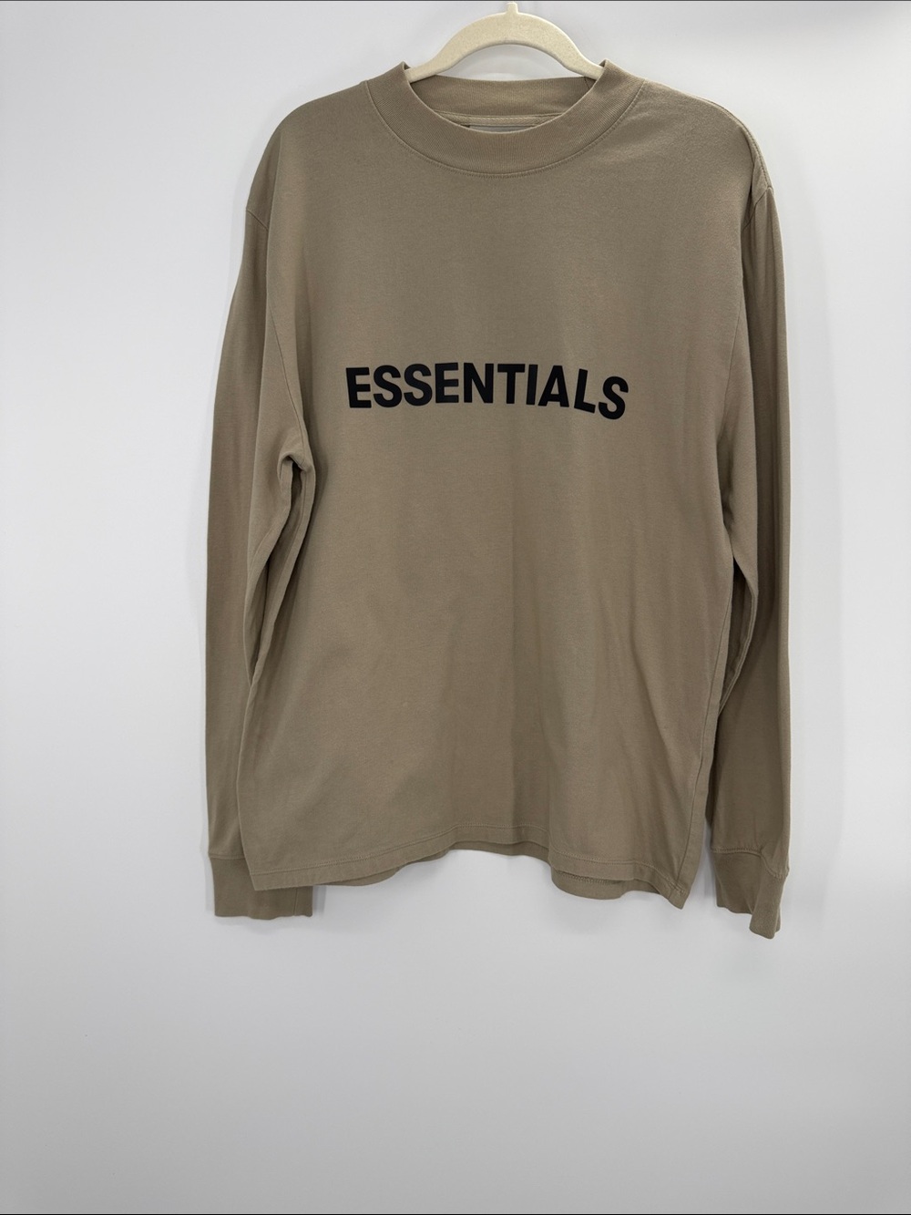 Fear Of God Essentials Men's Taupe Long Sleeve Crew Neck Shirt Size Small
